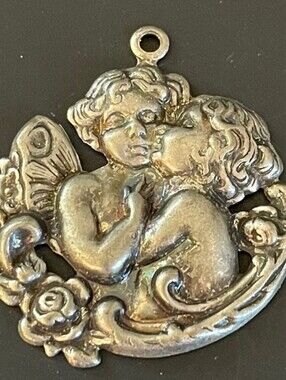 Silver Cherub Pendant Necklace Charm - Romantic Angel Design